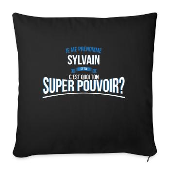 Sylvain super pouvoir cadeau - Housse de coussin décorative 45 x 45 cm - noir - Devant