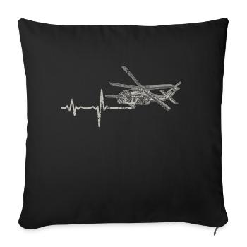 Shirt Geschenk Heartbeat Hubschrauber - Sofakissenbezug 45 x 45 cm - Schwarz - Vorne
