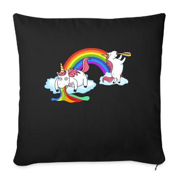 Einhorn beim Kotzen Saufen - Sofakissenbezug 45 x 45 cm - Schwarz - Vorne