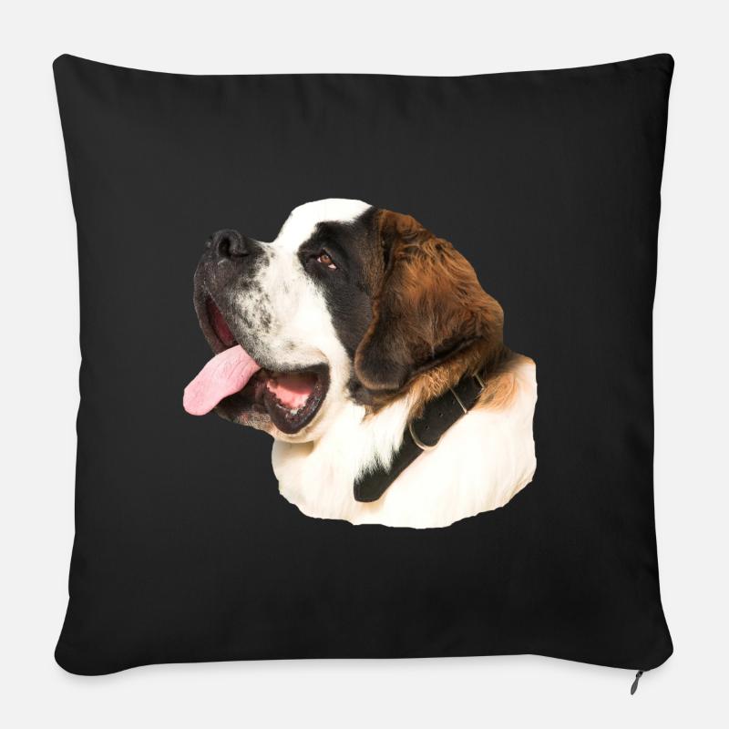 Hund,Hundekopf,Hunde,Bernhardiner,Rettungshund, - Sofakissenbezug 45 x 45 cm - Schwarz