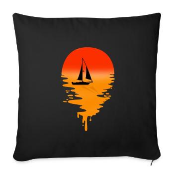 Segelboot - Sofakissenbezug 45 x 45 cm - Schwarz - Vorne