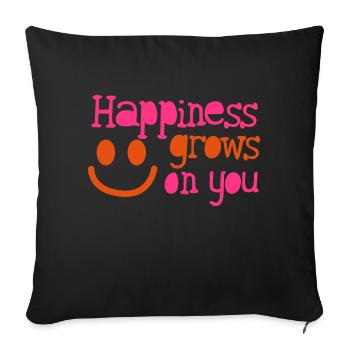 Glück wächst auf Sie Smiley nette Familien - Sofakissenbezug 45 x 45 cm - Schwarz - Vorne
