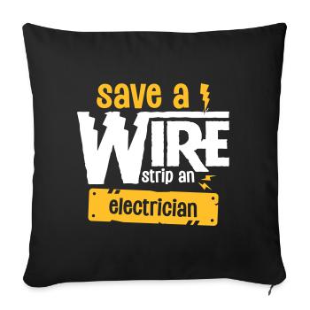 Enregistrer une bande de fil à l'électricien - Funny Electric - Housse de coussin décorative 45 x 45 cm - noir - Devant