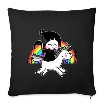 Death Is Magic - Unicorn Grim Reaper Rainbow - Sofa pillowcase 17,3'' x 17,3'' (45 x 45 cm) - black - Front