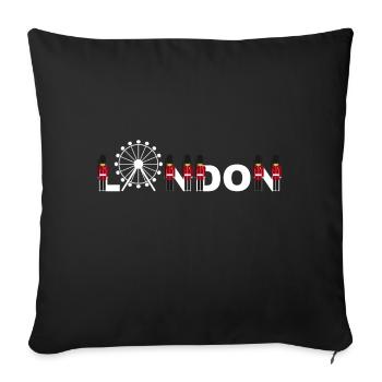 Lettrage de Londres avec Palace Guard de Buckingham - Housse de coussin décorative 45 x 45 cm - noir - Devant