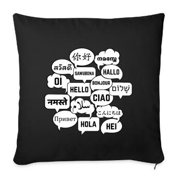 Bulles avec "hello" dans différentes langues - Housse de coussin décorative 45 x 45 cm - noir - Devant
