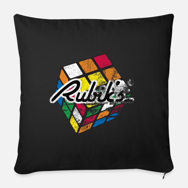 Rubik's Cube Classique Mélangé Vintage - Housse de coussin décorative 45 x 45 cm - noir