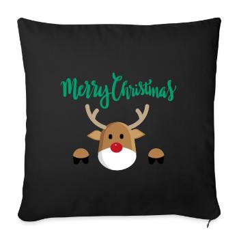 merry christmas reindeer reindeer christmas xmas - Sofa pillowcase 17,3'' x 17,3'' (45 x 45 cm) - black - Front