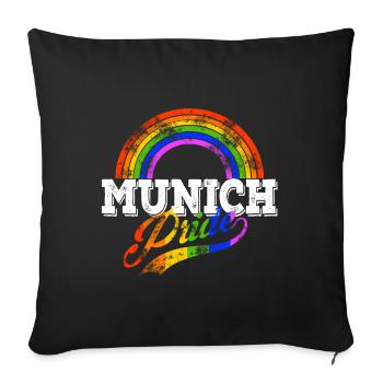 Munich Pride LGBT Gay Pride Regenbogen München - Sofakissenbezug 45 x 45 cm - Schwarz - Vorne