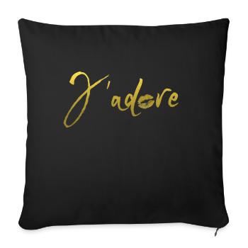 j'adore kiss gold - Housse de coussin décorative 45 x 45 cm - noir - Devant