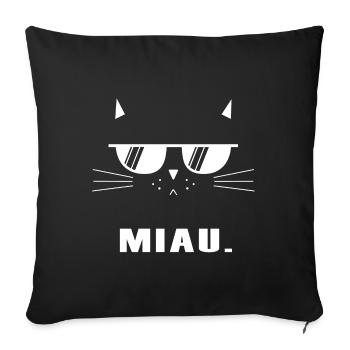 Meow cat sunglasses Coolness - Sofa pillowcase 17,3'' x 17,3'' (45 x 45 cm) - black - Front