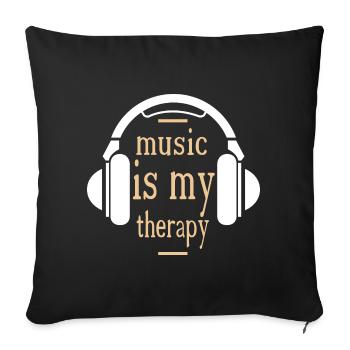 Music Therapy Headphones Music Love Sound icon - Sofa pillowcase 17,3'' x 17,3'' (45 x 45 cm) - black - Front