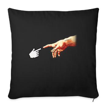 Funny 8bit Nerd & Geek Humor (Creation of Adam) - Sofa pillowcase 17,3'' x 17,3'' (45 x 45 cm) - black - Front