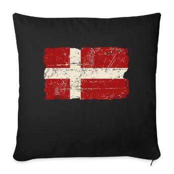 Denmark Flag - Vintage Look - Sofakissenbezug 45 x 45 cm - Schwarz - Vorne