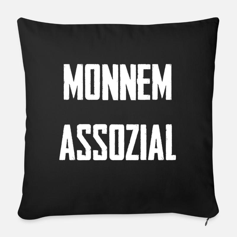 Monnem Assozial - Sofakissenbezug 45 x 45 cm - Schwarz