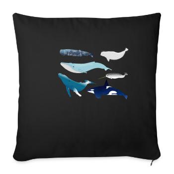 whales - Sofa pillowcase 17,3'' x 17,3'' (45 x 45 cm) - black - Front