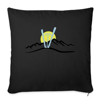 Skis, Mountains and Sun, skiing - Sofa pillowcase 17,3'' x 17,3'' (45 x 45 cm) - black - Front