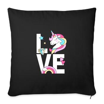 Cute unicorn with rainbow cute unicorn - Sofa pillowcase 17,3'' x 17,3'' (45 x 45 cm) - black - Front