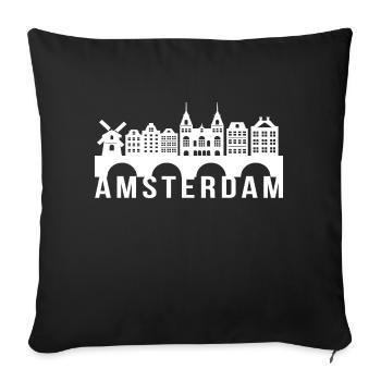 Cadeau de repère Skyline Amsterdam Hollande - Housse de coussin décorative 45 x 45 cm - noir - Devant