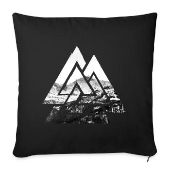 Valknut, symbol of Odin - With mountains - Sofa pillowcase 17,3'' x 17,3'' (45 x 45 cm) - black - Front