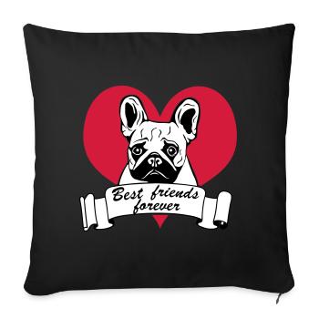 Bouledogue français, bouledogue français ... / + - Housse de coussin décorative 45 x 45 cm - noir - Devant