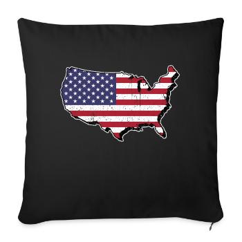 America map with flag - Sofa pillowcase 17,3'' x 17,3'' (45 x 45 cm) - black - Front