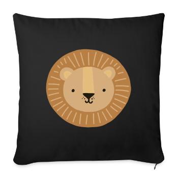 Motif enfant tête de lion - Housse de coussin décorative 45 x 45 cm - noir - Devant