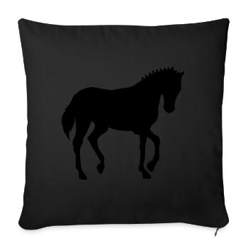 Pferd Dressurpferd Dressurreiten Dressurreiter - Sofakissenbezug 45 x 45 cm - Schwarz - Vorne