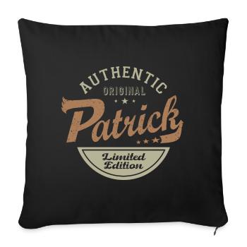 Patrick prénom cadeau t-shirt personnalisé - Housse de coussin décorative 45 x 45 cm - noir - Devant