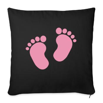 Bébé coeur bébé bébé pieds bébé doux cygne - Housse de coussin décorative 45 x 45 cm - noir - Devant