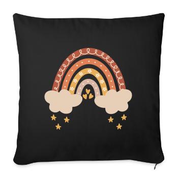 Boho arc-en-ciel bébé garçon fille cadeau de naissance - Housse de coussin décorative 45 x 45 cm - noir - Devant