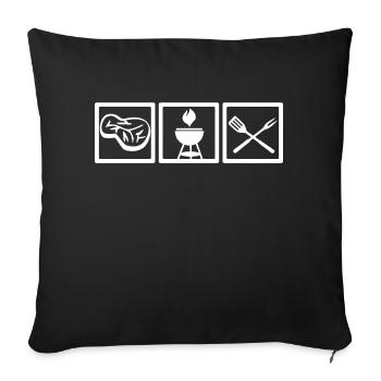 Grill Tripple - Grilling BBQ Steak Barbecue - Sofa pillowcase 17,3'' x 17,3'' (45 x 45 cm) - black - Front
