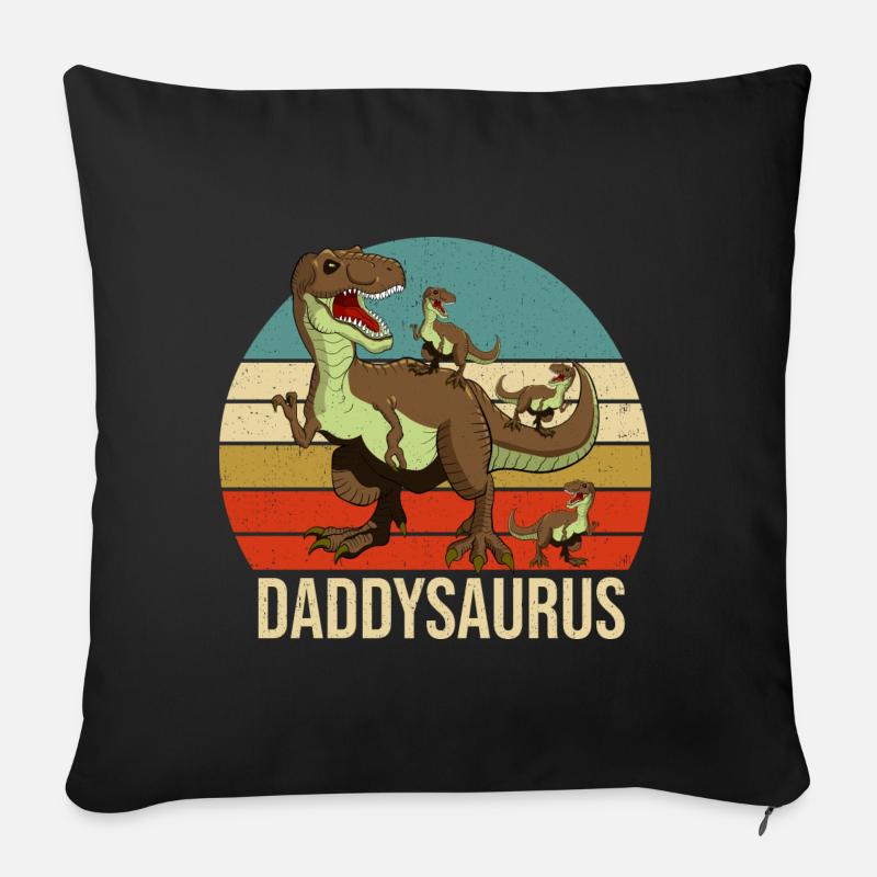 daddy saurus daddysaurus Quote Graphic - Sofa pillowcase 17,3'' x 17,3'' (45 x 45 cm) - black