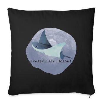 Protect the Oceans | Protects the oceans | Skate - Sofa pillowcase 17,3'' x 17,3'' (45 x 45 cm) - black - Front
