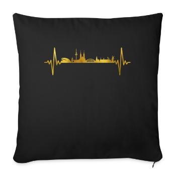 Bremen Skyline Heartbeat - Sofa pillowcase 17,3'' x 17,3'' (45 x 45 cm) - black - Front