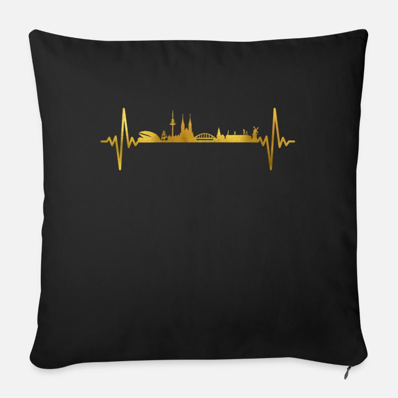 Bremen Skyline Herzschlag - Sofakissenbezug 45 x 45 cm - Schwarz