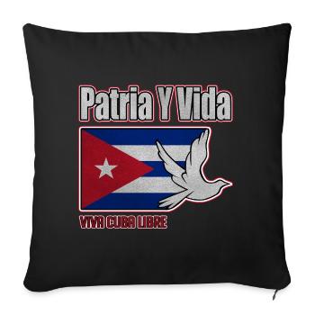 Cuba Flag, Viva Cuba Libre, Patria Y Vida, Cuba - Housse de coussin décorative 45 x 45 cm - noir - Devant