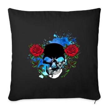 Skull Skull Skull Roses Flowers Splash - Sofa pillowcase 17,3'' x 17,3'' (45 x 45 cm) - black - Front