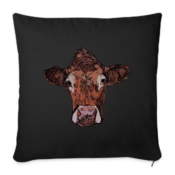 Vache vache vache motif animal visage animal motif impression - Housse de coussin décorative 45 x 45 cm - noir - Devant