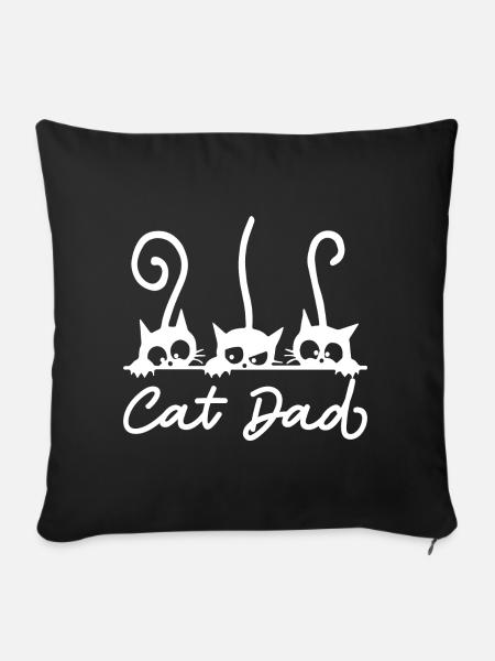 Cats Papa Cat Dad - Funny Cats Design - Sofaputetrekk 45 x 45 cm - svart