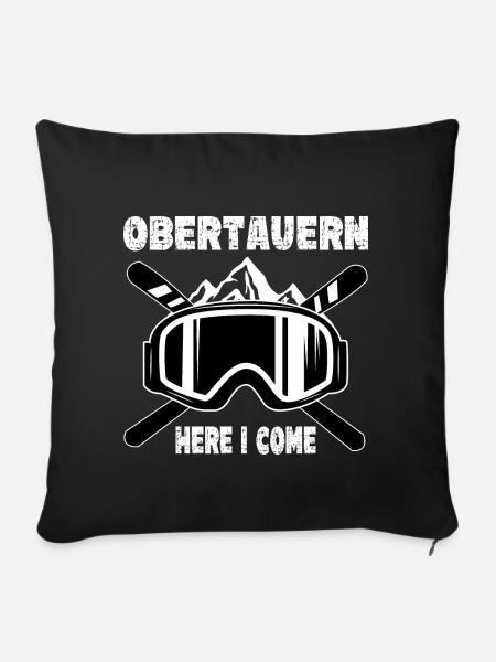 Obertauern Ski Sknowboard - Sofakissenbezug 45 x 45 cm - Schwarz
