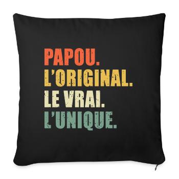 Papou L'original Le Vrai L'unique Cadeau Vintage - Housse de coussin décorative 45 x 45 cm - noir - Devant