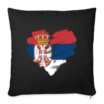 Serbie - Housse de coussin décorative 45 x 45 cm - noir - Devant