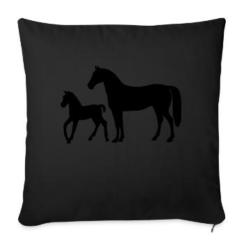 Cheval avec poulain - Housse de coussin décorative 45 x 45 cm - noir - Devant