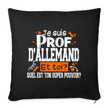 Prof Allemand Professeur Collège Allemagne Noël - Housse de coussin décorative 45 x 45 cm - noir - Devant