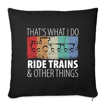 Train Railway Railway Trains Train drivers - Sofa pillowcase 17,3'' x 17,3'' (45 x 45 cm) - black - Front