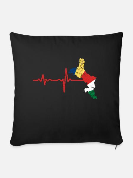 Heartbeat Seychellen Geschenk - Sofakissenbezug 45 x 45 cm - Schwarz