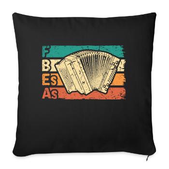 Retro Steirische Harmonika F B Es As, Quetschn - Sofakissenbezug 45 x 45 cm - Schwarz - Vorne