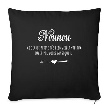 Nounou adorable fée - Housse de coussin décorative 45 x 45 cm - noir - Devant