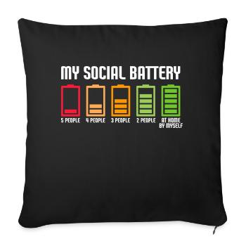 My Social Battery - Sofa pillowcase 17,3'' x 17,3'' (45 x 45 cm) - black - Front